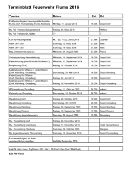 Terminblatt Feuerwehr Flums 2016