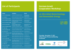 German-Israeli Cooperation Workshop on Microbial Biotechnology