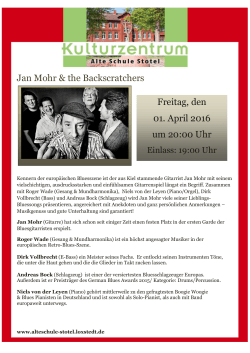 Jan Mohr & the Backscratchers Freitag, den 01. April 2016 um 20:00