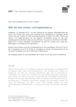 SNP AG hebt Umsatz- und Ergebnisziel an
