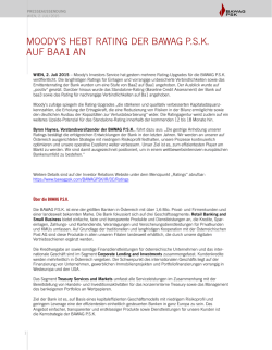 20150702 - Moody`s hebt Rating der BAWAG P.S.K. auf Baa1 an