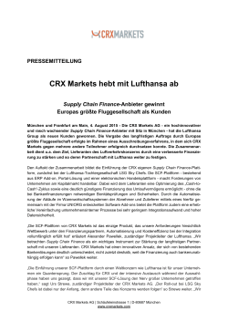 CRX Markets hebt mit Lufthansa ab