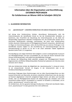 Informationen-Externistenpr&uuml;fungen f&uuml;r Wiener AHS