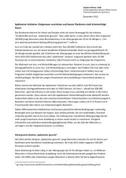 Spätstarter-Initiative: Zielgenauer ausrichten und besser flankieren