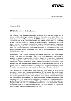 14. Januar 2016 STIHL Indien feiert 10