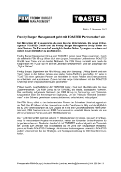Freddy Burger Management geht mit TOASTED Partnerschaft ein