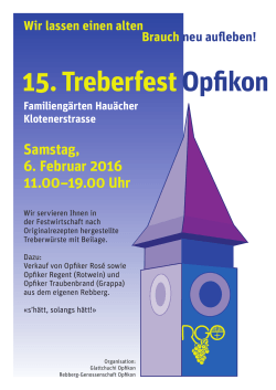 15. Treberfest Opfikon - Rebberg Genossenschaft Opfikon