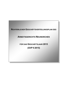 Geschäftsverteilungsplan Arbeitsgericht Neunkirchen 2015