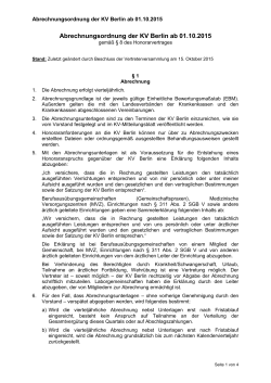Abrechnungsordnung der KV Berlin ab 01.10.2015 gemäß § 8 des