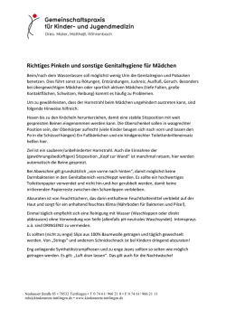 Richtiges Pinkeln und sonstige Genitalhygiene für Mädchen