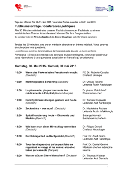 Publikumsvorträge / Conférences publiques
