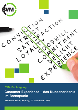BVM-Fachtagung Customer Experience – das Kundenerlebnis im