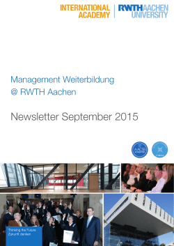 Newsletter September 2015 - EXECUTIVE MBA @RWTH AACHEN