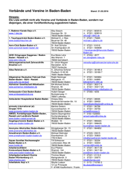 Vereinsliste - Baden