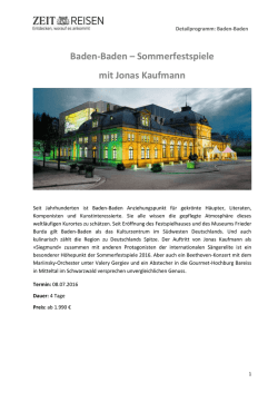 Baden-Baden – Sommerfestspiele mit Jonas Kaufmann