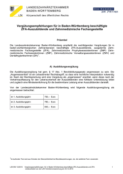 Verg&uuml;tungsempfehlung - Landeszahn&auml;rztekammer Baden