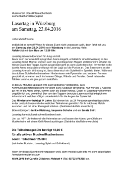 Lasertag in Würzburg am Samstag, 23.04.2016