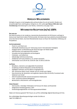 herzlich willkommen mitarbeiter reception (m/w