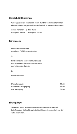 Herzlich Willkommen B&auml;renmenu ᴥ ᴥ Einzelg&auml;nge