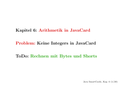 Kapitel 6: Arithmetik in JavaCard Problem: Keine Integers in