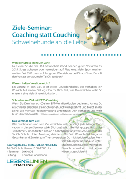 Ziele-Seminar: Coaching statt Couching Schweinehunde an die Leine