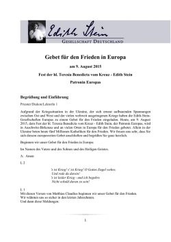 Gebet f&uuml;r den Frieden in Europa - Edith-Stein