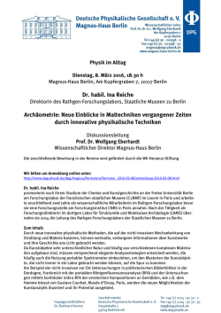 Dr. habil. Ina Reiche Arch&auml;ometrie: Neue Einblicke in Maltechniken