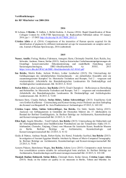 List of publications from the Rathgen-Forschungslabor