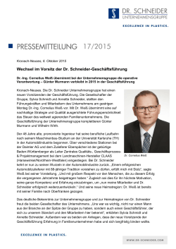 Wechsel im Vorsitz der Dr. Schneider - dr