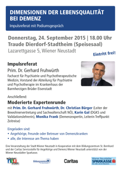 DIMENSIONEN DER LEBENSQUALIT&Auml;T BEI DEMENZ