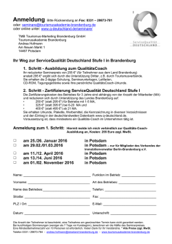 Ihr Weg zur ServiceQualit&auml;t Deutschland Stufe I in Brandenburg 1
