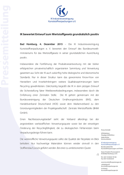IK bewertet Entwurf zum Wertstoffgesetz grunds&auml;tzlich positiv [PDF