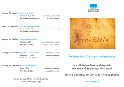Neue Predigtreihe 2016