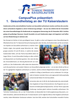 CampusPlus präsentiert: 1. Gesundheitstag an der TU Kaiserslautern