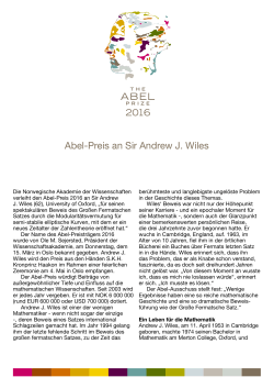 Abel-Preis an Sir Andrew J. Wiles