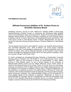 Affimed Announces Addition of Dr. Andrew Evens to Scientific