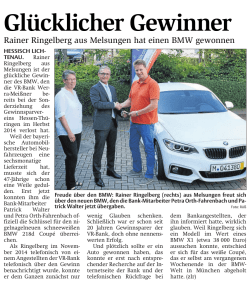 Gl&uuml;cklicher Gewinner - VR-Bank Werra