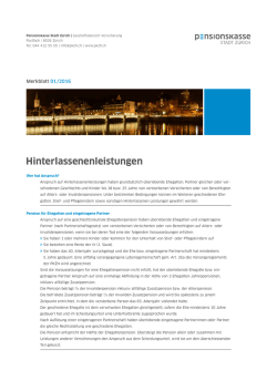 Hinterlassenenleistungen - Pensionskasse Stadt Z&uuml;rich
