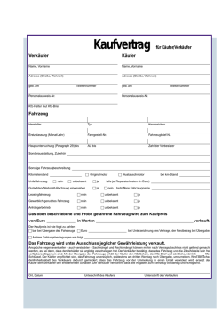 Kaufvertrag für Käufer/Verkäufer Verkäufer Käufer Fahrzeug