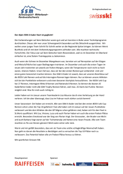 Hauptsponsor Sponsor Der Alpin SSM A Kader Start ist gegl&uuml;ckt
