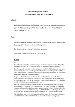 Oberlandesgericht Hamm Urteil vom 24.09.2015, Az. 27 W 104/15