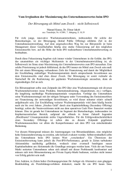 Vom Irrglauben der Maximierung des Unternehmenswertes