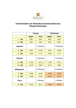Unterrichtszeiten der Michel-Buck-Gemeinschaftsschule Ertingen