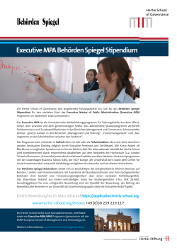 Executive MPA Behörden Spiegel Stipendium