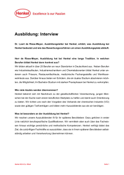 Interview mit Dr. Loert de Riese-Meyer, Ausbildungsleiter bei Henkel