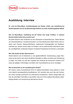 Interview mit Dr. Loert de Riese-Meyer, Ausbildungsleiter bei Henkel
