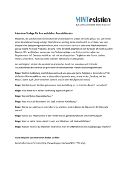 Interview-Vorlage f&uuml;r Ihre weiblichen Auszubildenden