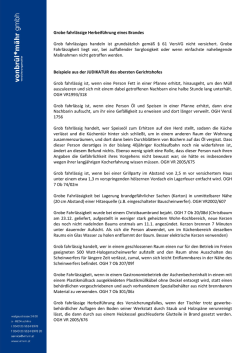 Grobe Fahrl&auml;ssigkeit Feuer OGH Urteile Newsletter