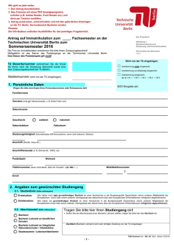 Antrag auf Immatrikulation