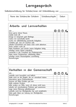 Sch&uuml;lerbogen zur Selbsteinsch&auml;tzung, 1. Klasse